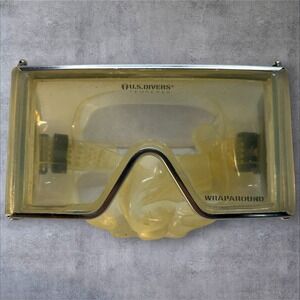 Vintage US Divers  Diving Mask Wrap‎ Around Tempered Glass Goggles